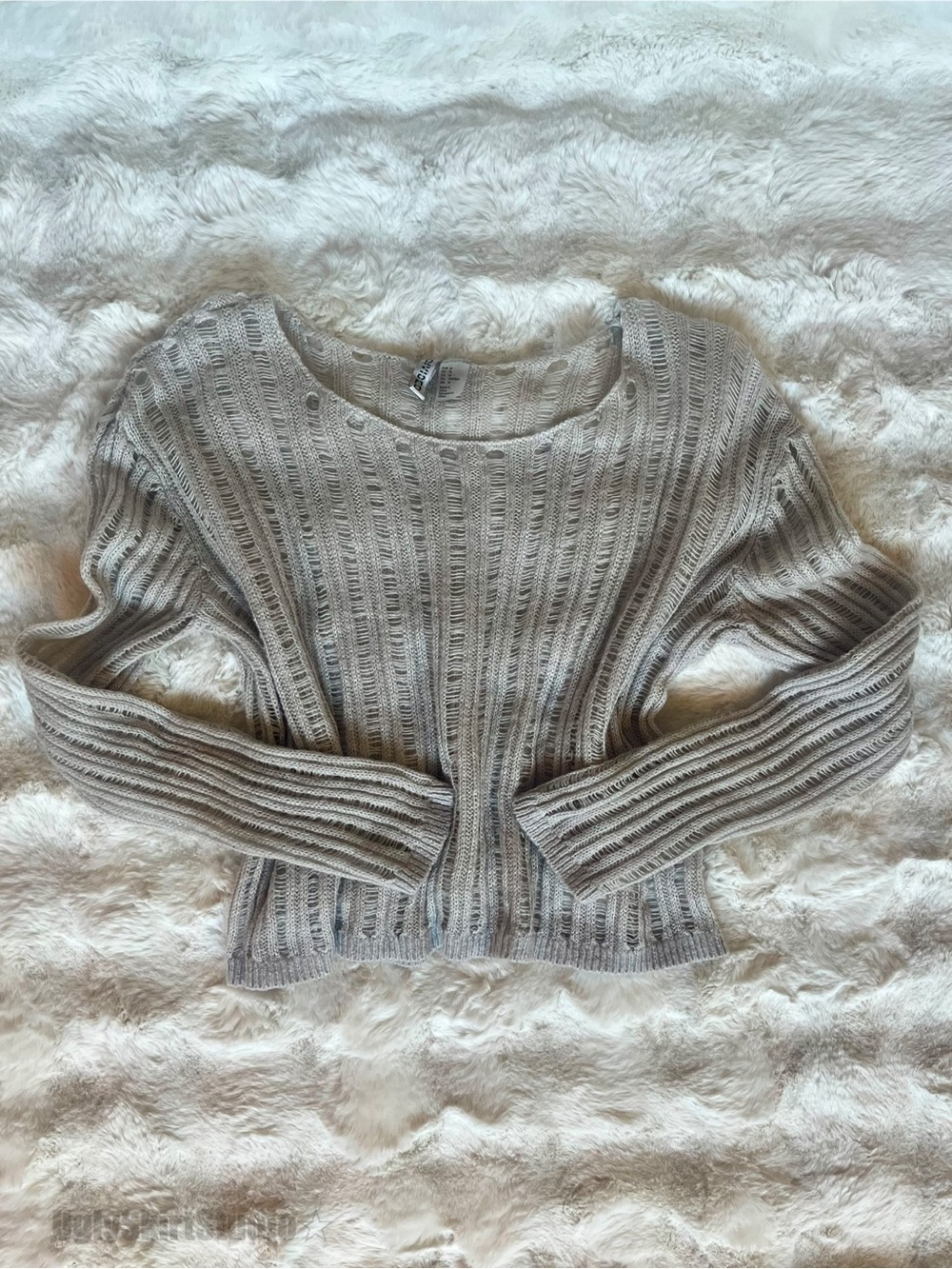 H&M Divided Grunge Fairycore Open Knit Ladder Stitch Sweater Grey M